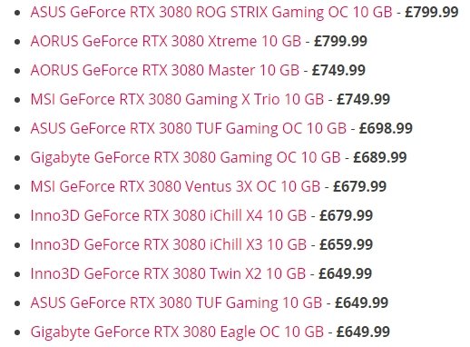 Стали известны цены на нереференсные видеокарты GeForce RTX 3000