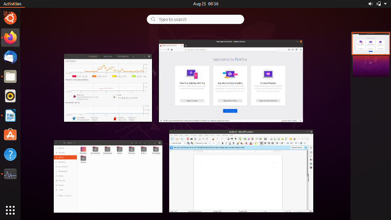 Многоликая Убунта в 2020 году - 4 Activities в Ubuntu 20.04