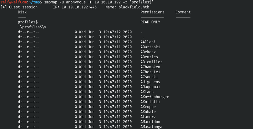 HackTheBox. Прохождение Blackfield. Захват контроллера домена через SMB и RPC, LPE через теневую копию - 4