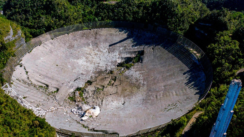 Самый известный в мире радиотелескоп полностью разрушен. «Аресибо» выведен из эксплуатации