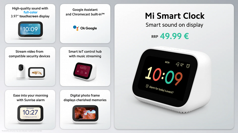 Xiaomi выпустила умные часы Mi Smart Clock в Европе