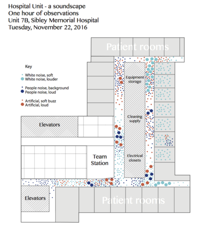 Карта шума Sibley Memorial Hospital, разработанная Sen Sound