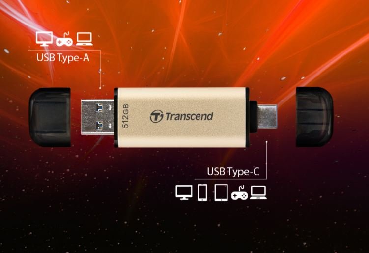 Флеш-накопитель Transcend JetFlash 930C оснащен разъемами USB Type-A и USB Type-C 