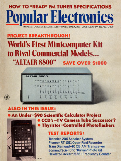 Обложка журнала Popular Electronics, январь 1975 г., с изображением Altair 8800