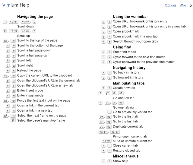 Vimium hotkeys