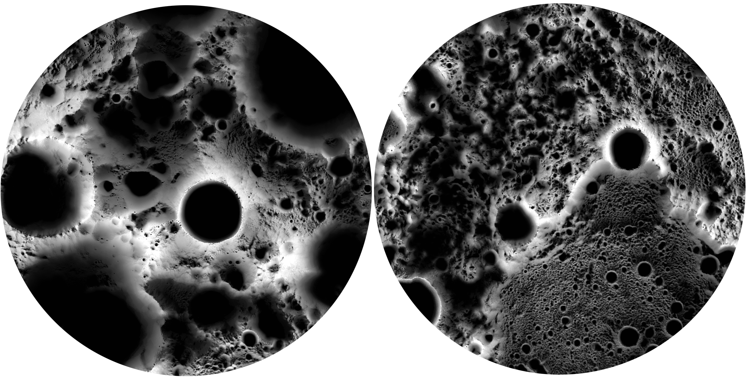 Карта распределения освещенности и тени в течение полных лунных суток у лунных полюсов. Илл. NASA