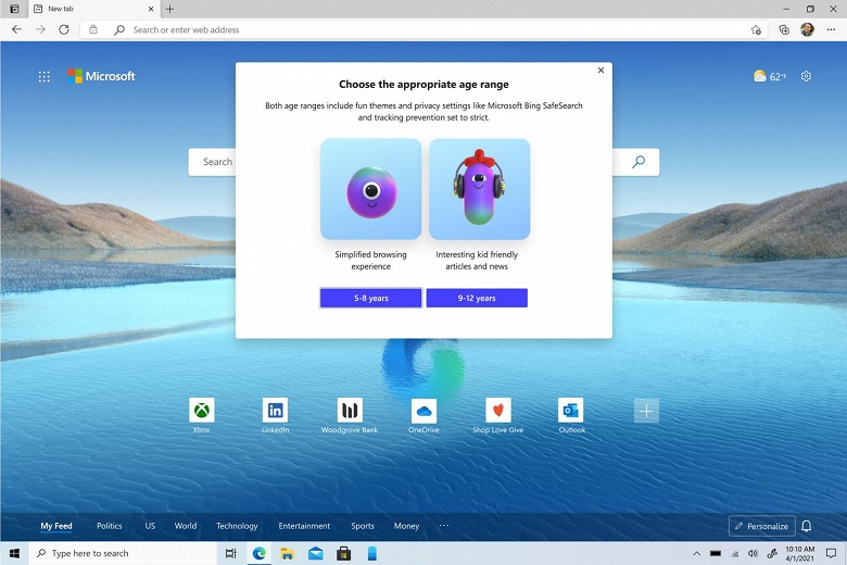 В Microsoft Edge появился детский режим
