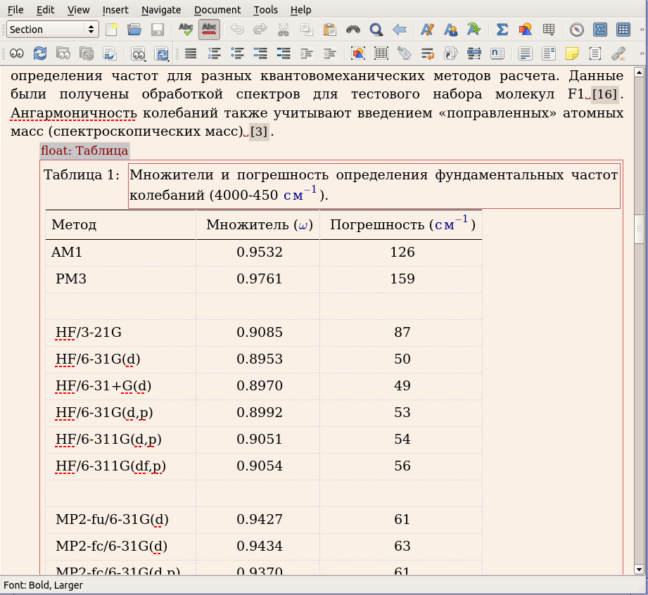 Почти WYSIWYG таблицы в LyX.