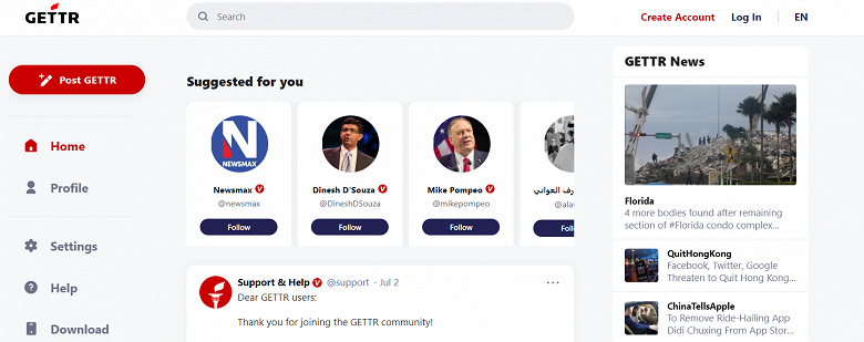&laquo;Социальная сеть Дональда Трампа&raquo; была взломана спустя несколько часов после запуска. Специалисты Gettr уже решили проблему 