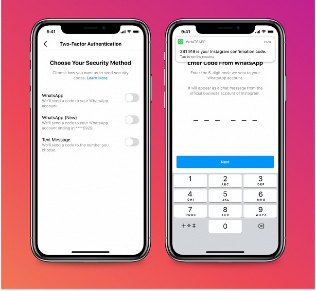 Двухфакторная аутентификация Instagram через WhatsApp заработает в ближайшие недели