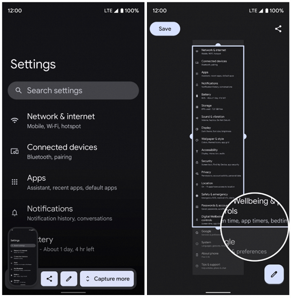 Мечты сбываются: новая бета Android 12 принесла &laquo;родные&raquo; длинные скриншоты, одну из самых долгожданных функций Android