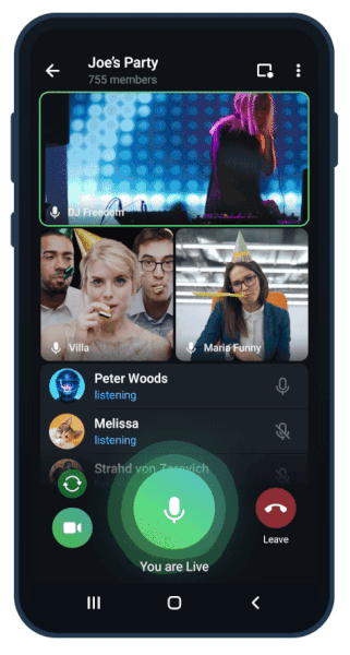 Большое обновление Telegram: видеозвонки на 1000 человек, ускорение видеозаписей и многое другое