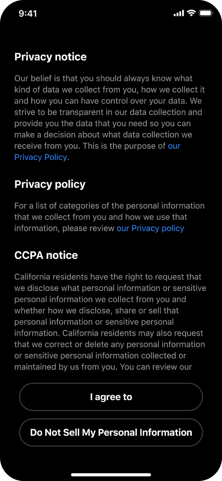 Диалог CCPA в iFunny Диалог CCPA в iFunny