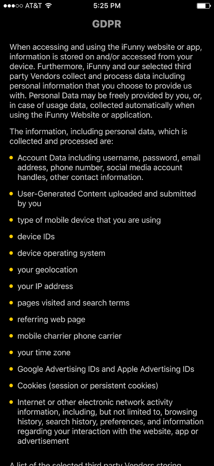 Диалог CMP в iFunny (первый уровень) Диалог CMP в iFunny (первый уровень)