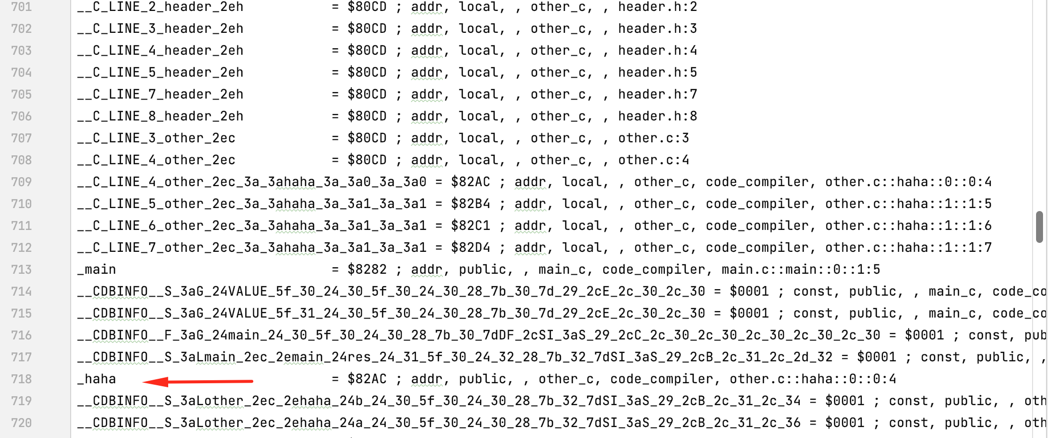 Функция haha() находится по адресу 0x82AC