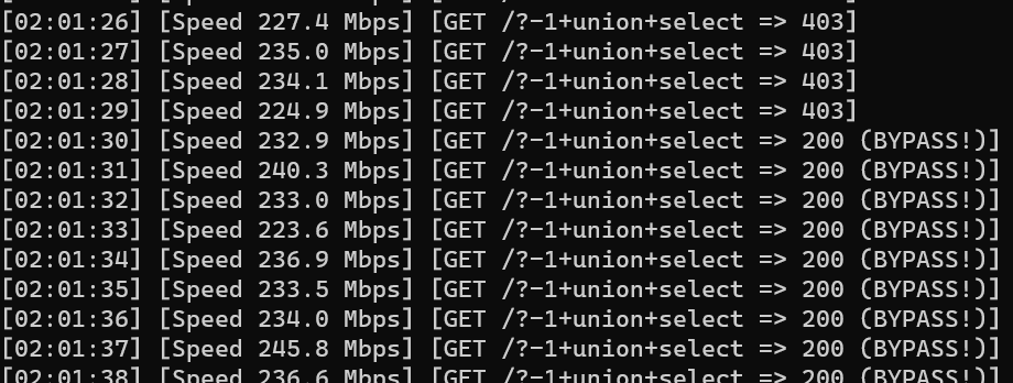 Лог чекера WAF в ходе DDoS-атаки