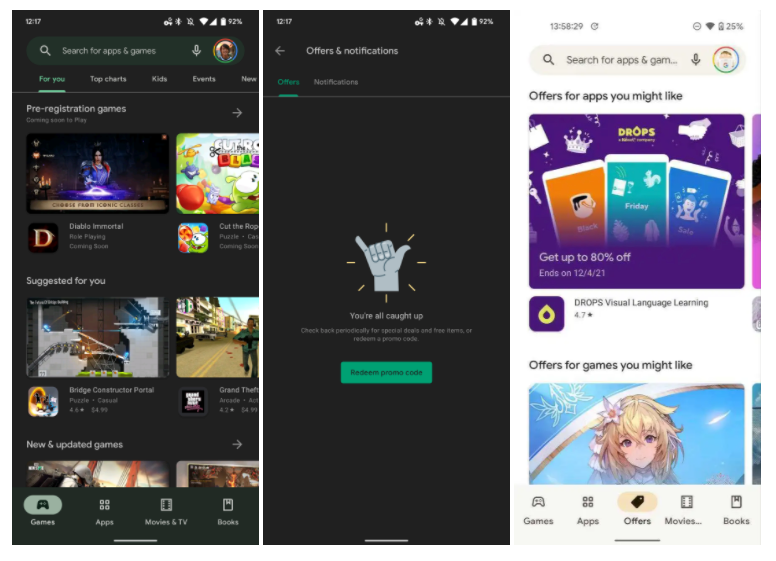 Google меняет интерфейс Google Play — в приложении появилась вкладка со скидками