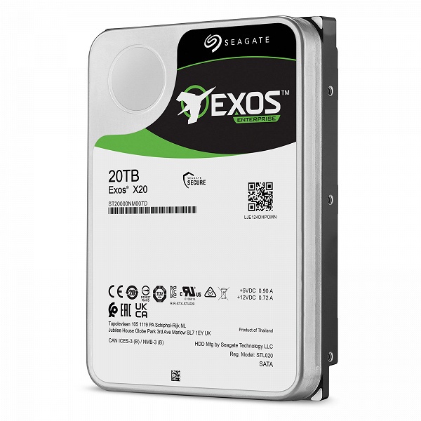 Компания Seagate Technology представила жесткие диски Exos X20 и IronWolf Pro объемом 20 ТБ с технологией CMR