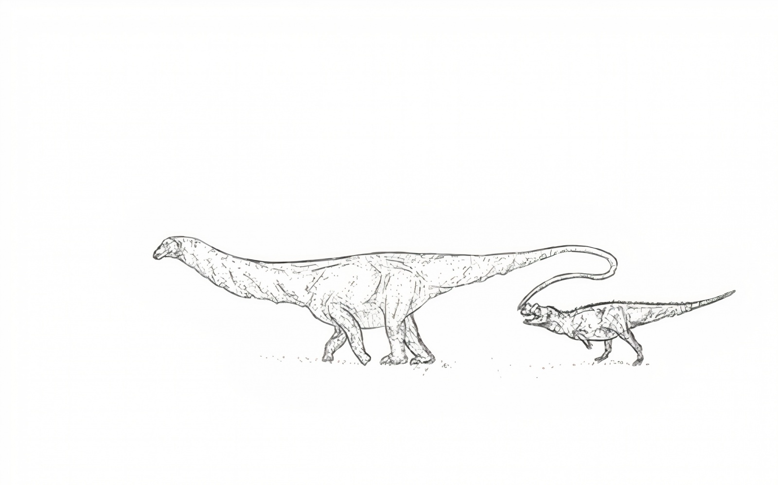 Апатозавр и Цератозавр в сравнении. Художник сообщества Фанерозой, Дмитрий Редискин