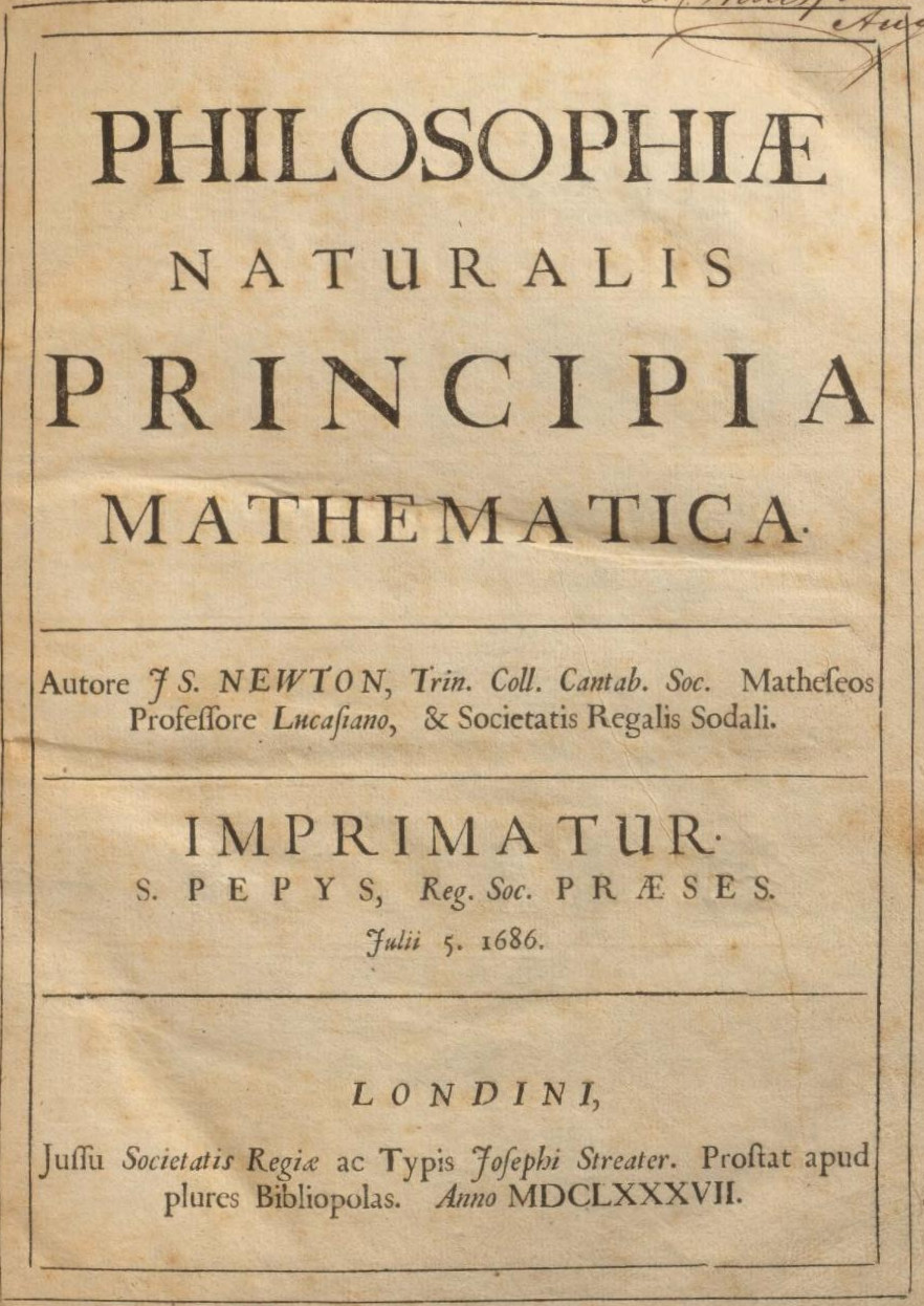 Обложка "Начал натуральной философии" Ньютона.