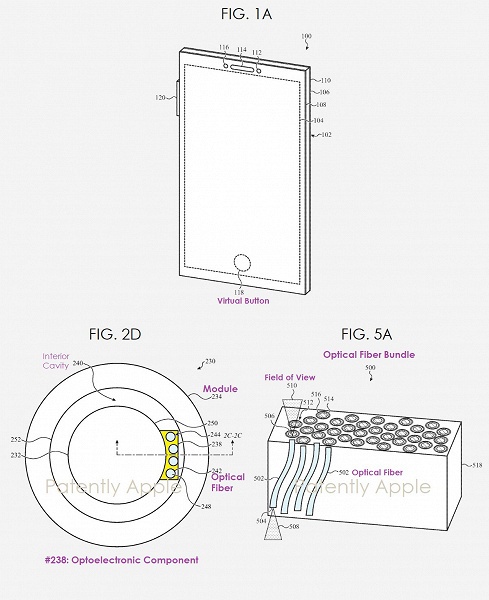 Apple патентует новую технологию, позволяющую размещать датчики под экраном