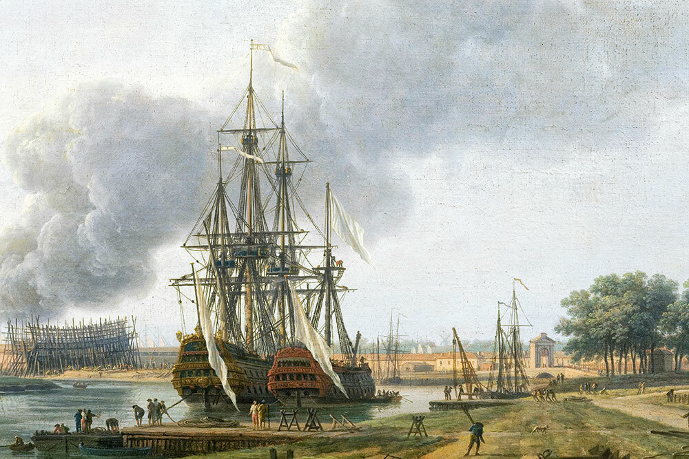 Вид на порт Рошфор, 1759 (худ. Joseph Vernet, Musée national de la Marine)