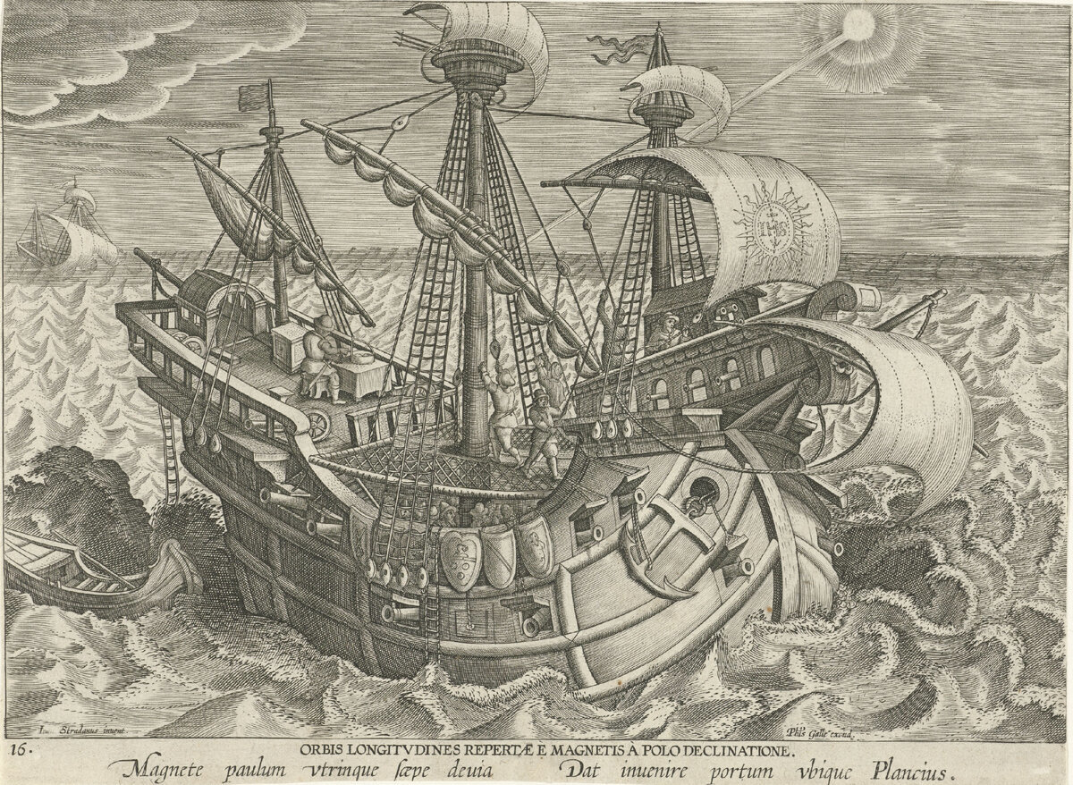 Определение долготы с помощью компаса, XVI век, Ян Колларт (https://www.rijksmuseum.nl/)