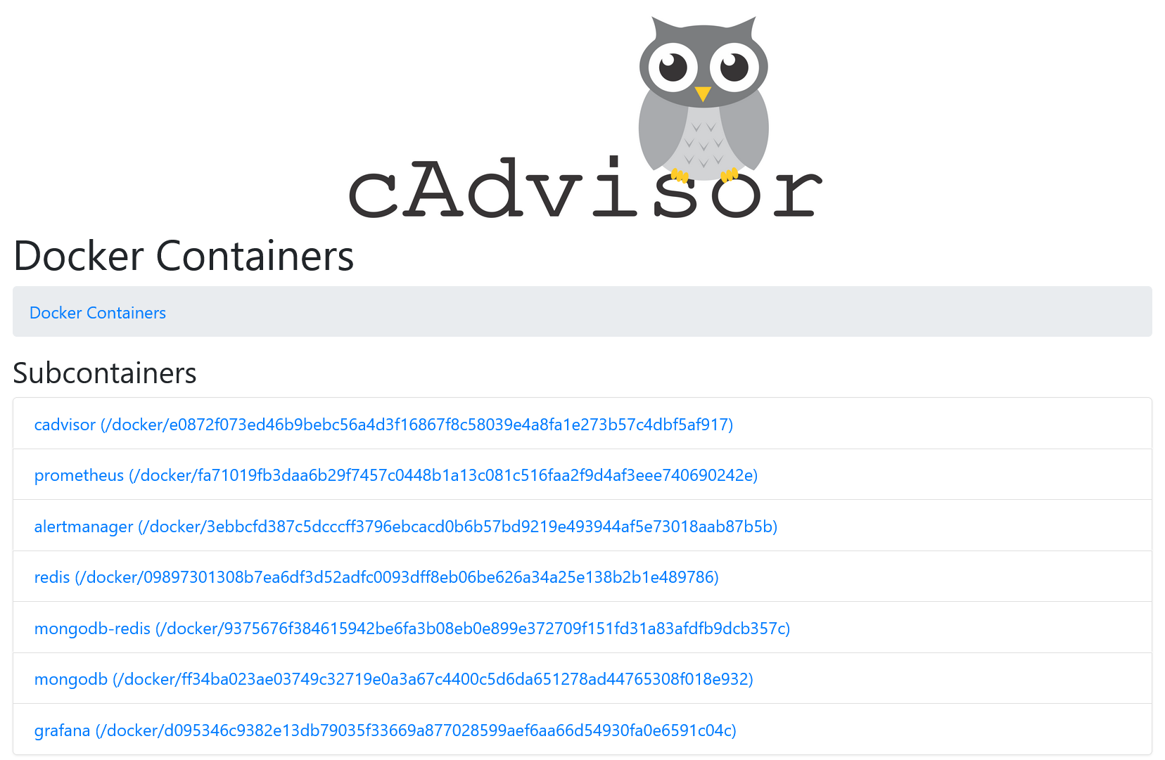 cadvisor docker containers