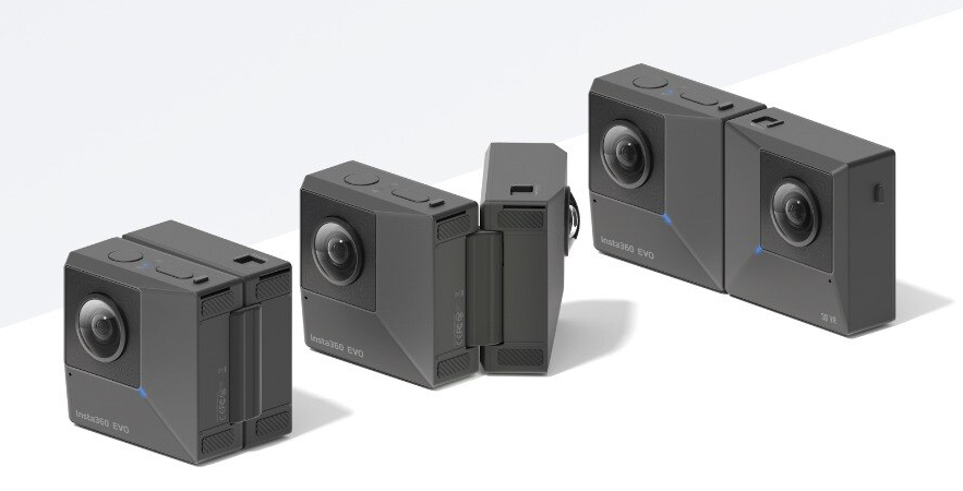 Insta360 EVO в сложенном состоянии работает как 360-градусная камера, а в разложенном — как 180VR