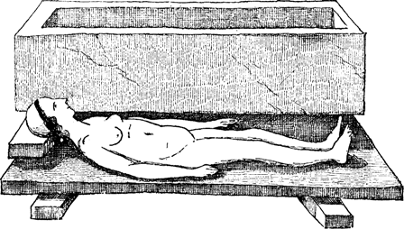 The accompanying cut represents her body as it was exhibited in the Conservatori palace, and is taken from an original sketch in the Ashburnham Codex, 1174, f. 134. 