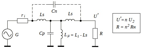Рис.2. Эквивалентная схема трансформатора.