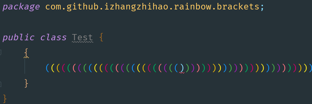 Пример из описания плагина  Rainbow Brackets