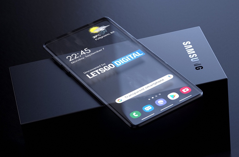 Samsung работает над очень сложным, частично прозрачным и гибким смартфоном в совершенно новом форм-факторе