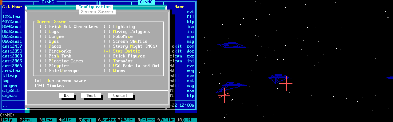 Хранитель экрана «Star Battle» в Norton Commander