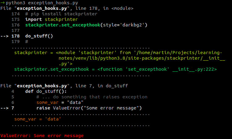 Трейсбек, который выводит stackprinter Трейсбек, который выводит stackprinter