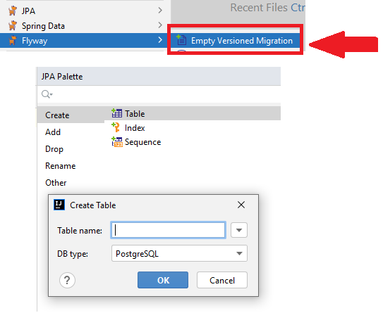 Создание FlyWay миграций через UI(исходя из POJO-класса или из таблицы)