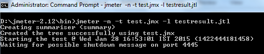 JMeter console interface