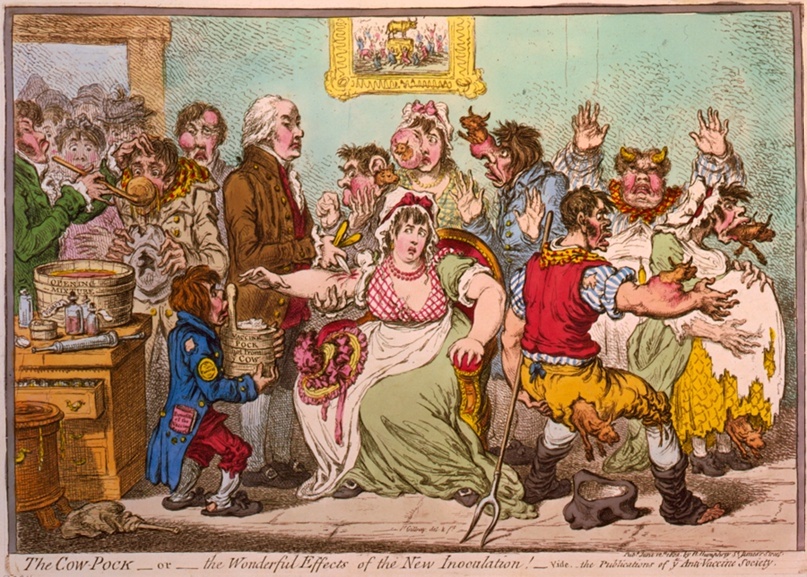 Джеймс Гилрей. «Коровья оспа, или Чудесное действие новой прививки!» (1802)
