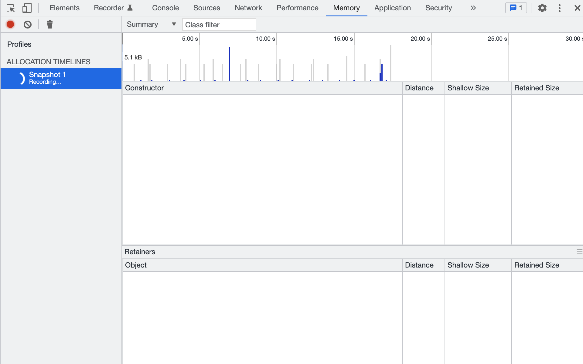 Память в браузерах и в Node.js: ограничения, утечки и нестандартные оптимизации - 10 Allocation timeline started