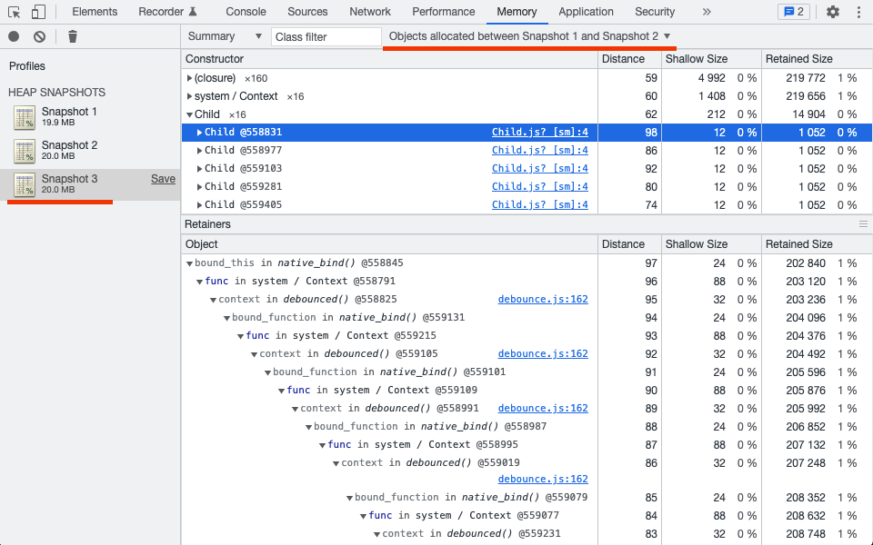 Память в браузерах и в Node.js: ограничения, утечки и нестандартные оптимизации - 13 Memory snapshot 3