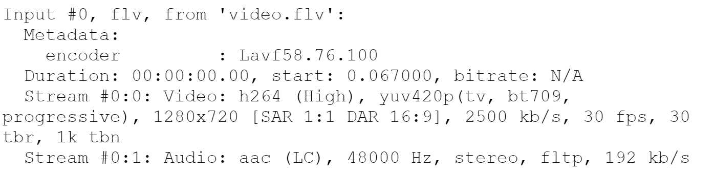 Рис. 25 Метаданные записанного FLV файла Рис. 25 Метаданные записанного FLV файла