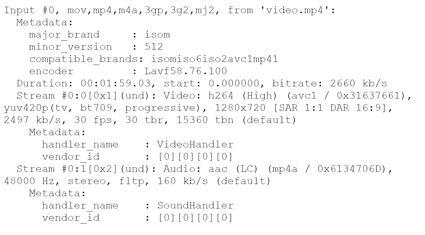 Рис. 33 Метаданные полученного MP4 файла Рис. 33 Метаданные полученного MP4 файла