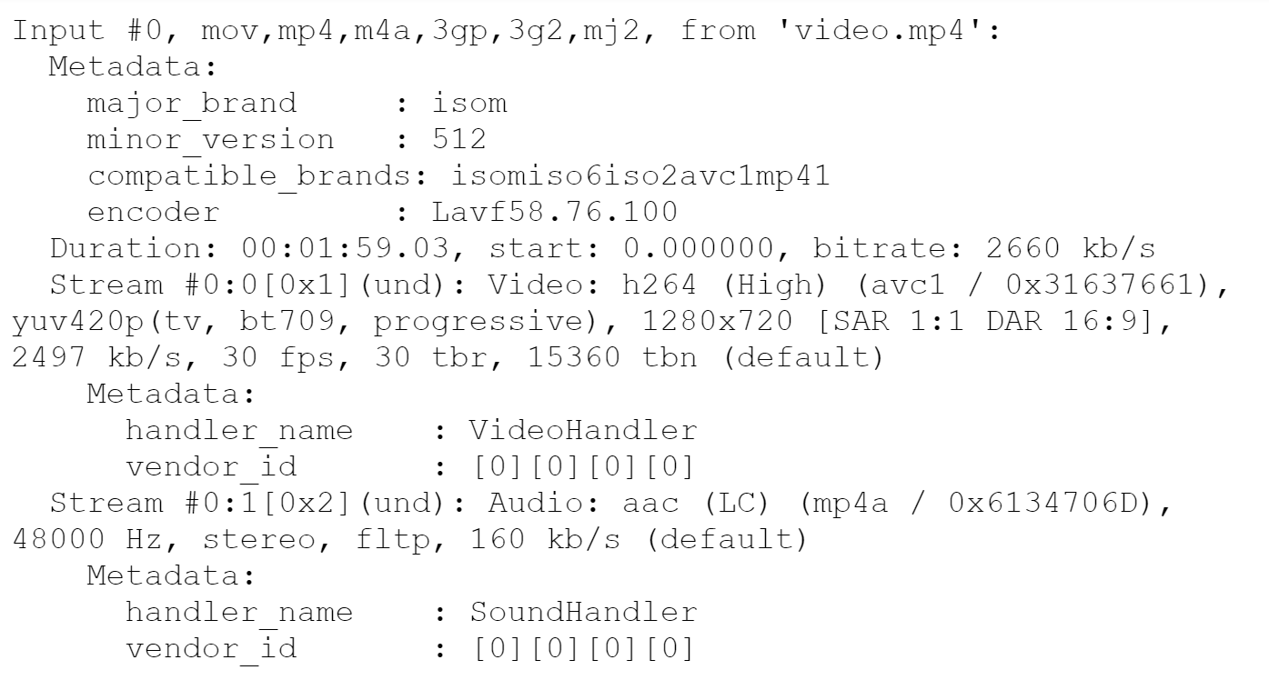 Рис. 33 Метаданные полученного MP4 файла