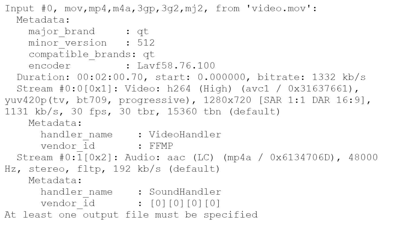 Рис. 4 Метаданные стандартного MOV файла Рис. 4 Метаданные стандартного MOV файла