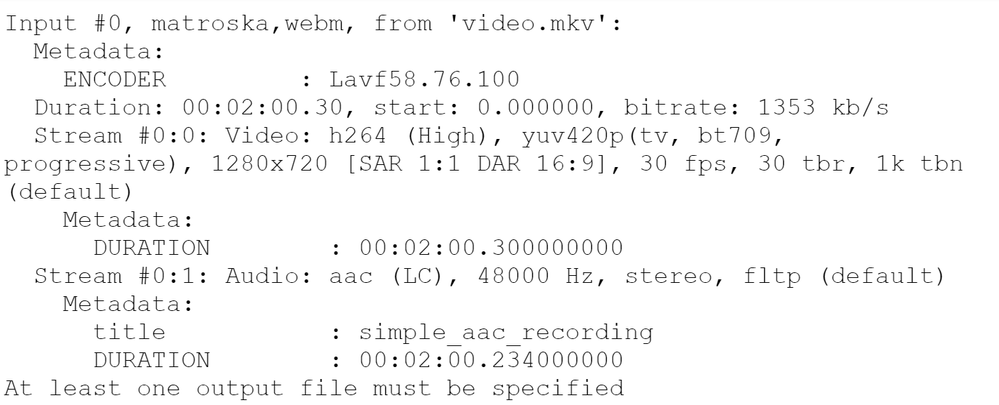 Рис. 5 Метаданные MKV файла Рис. 5 Метаданные MKV файла
