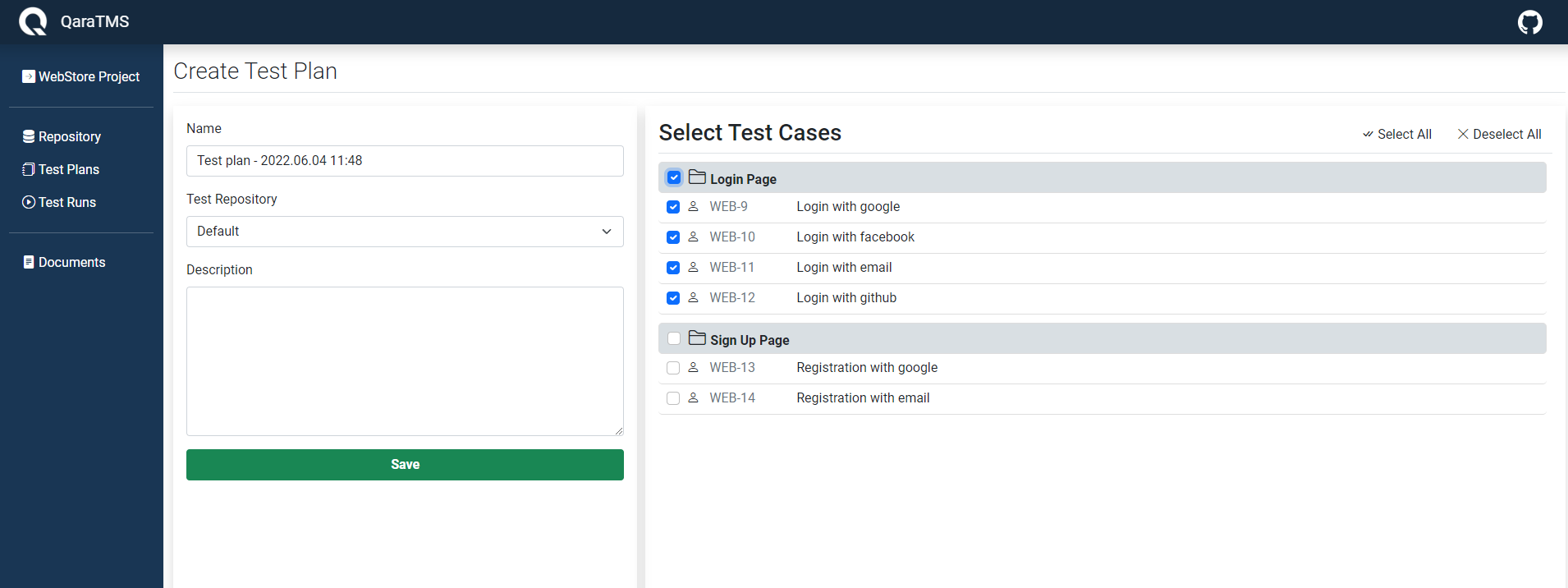 test plan page