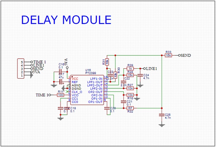 Схема модуля задержки
