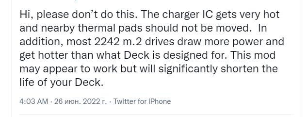 Специалист из Valve рассказал, почему не стоит устанавливать в Steam Deck слишком длинные SSD