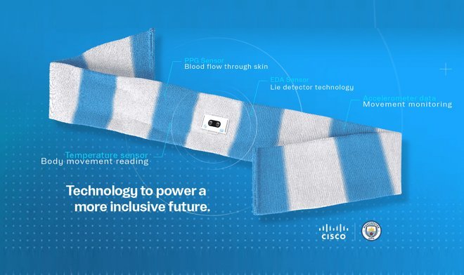 Футбольный клуб &laquo;Манчестер Сити&raquo; и Cisco показали умный шарф для болельщиков